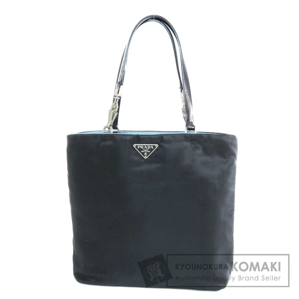 Prada vintage Tessuto tote bag black enameled triangle logo